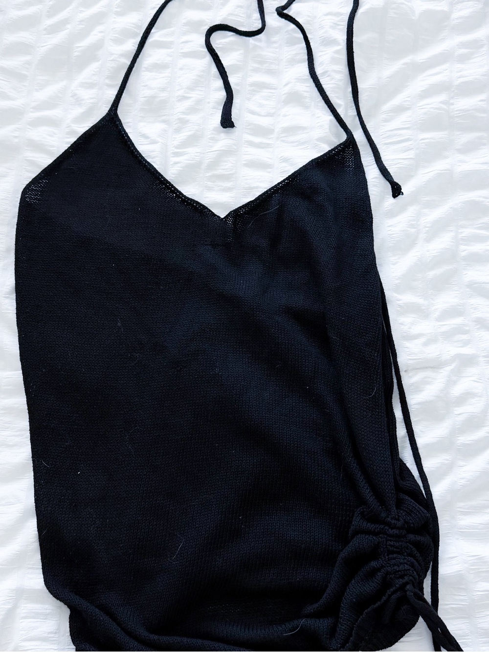 Black Halter Knit Swim Cover Up